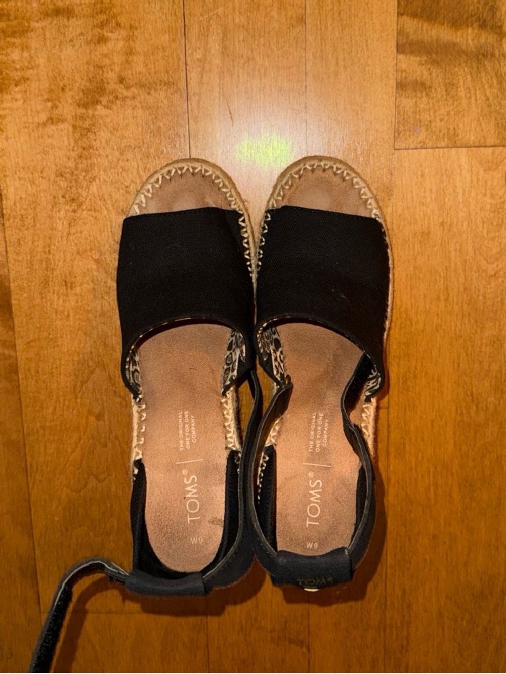 TOMS Black Espadrille Wedge Sandals
